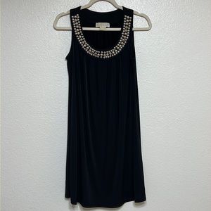 MICHAEL Michael Kors Black Cocktail Dress Embellished Neckline